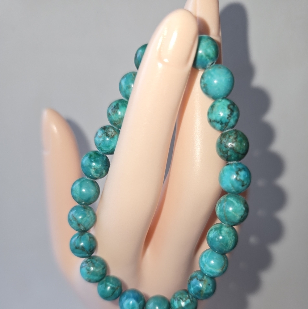 7-8mm Blue Apatite bracelet - Picture 2 of 9